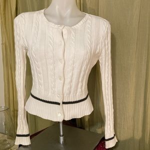 Central Park West White Cable Knit Cardigan